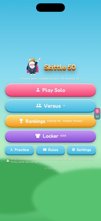 Title screen with the bean character and the game logo
