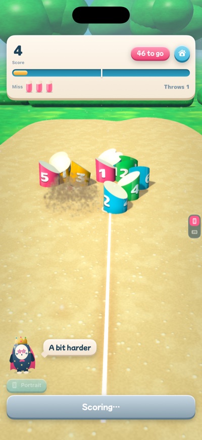 Gameplay: a field of numbered pins