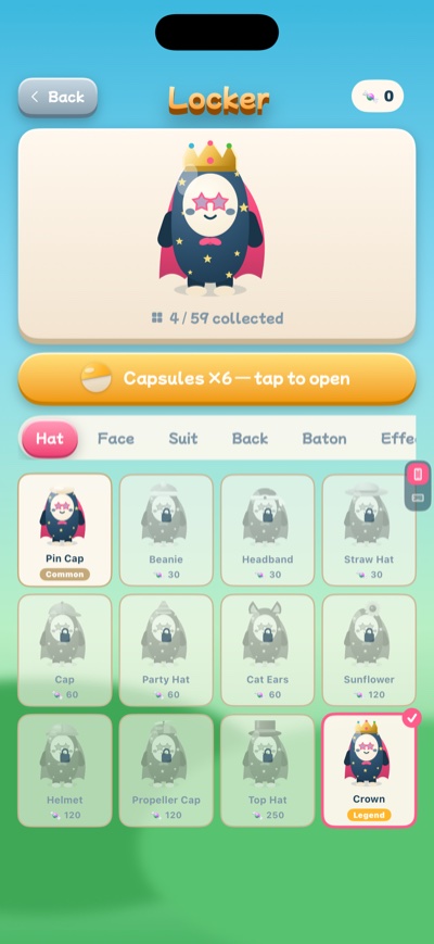 Locker: the character's cosmetic items